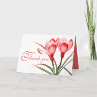 Crocus pink red wedding thank you card