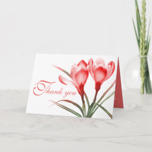 Crocus pink red wedding thank you card