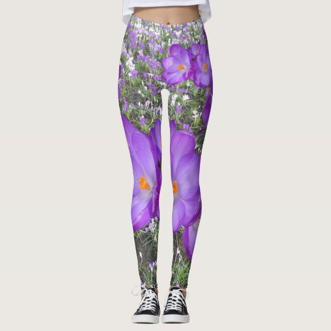 Crocus pourpres Fleurs de printemps Leggings (Devant)