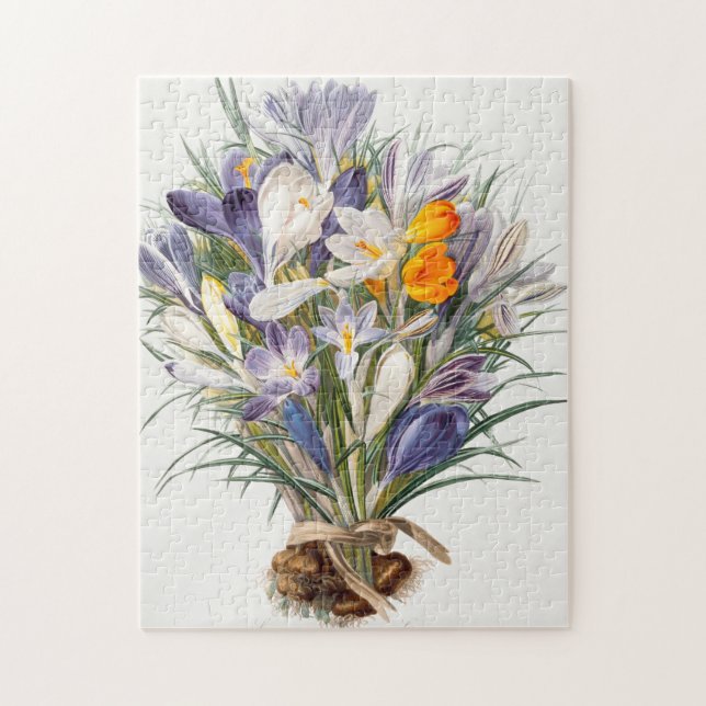 Crocus Spring Flower Botanical Floral Art Jigsaw Puzzle (Vertical)