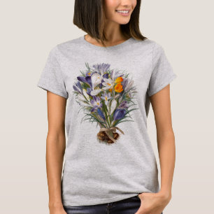 Crocus Spring Flower Botanical Floral Art T-Shirt
