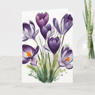 Crocus - Watercolor flowers Card