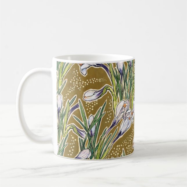 Crocuses, floral pattern, beautiful spring flowers coffee mug (Left)