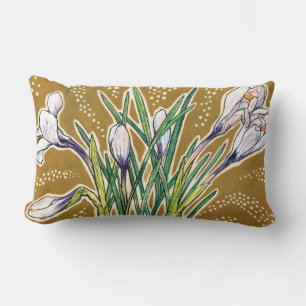 Crocuses, floral pattern, beautiful spring flowers lumbar pillow