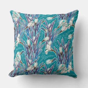 Crocuses, floral pattern, beautiful spring flowers throw pillow