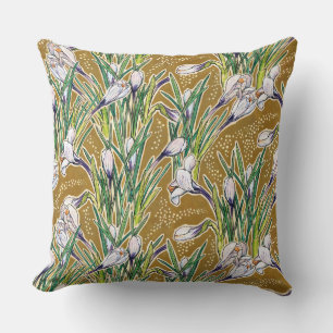 Crocuses, floral pattern, beautiful spring flowers throw pillow
