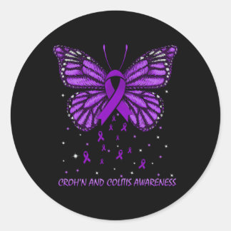 Croh'N And Colitis Awareness Butterfly Classic Round Sticker
