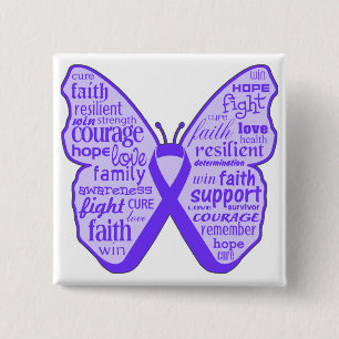 Crohn's Disease Awareness Butterfly Ribbon 2 Inch Square Button