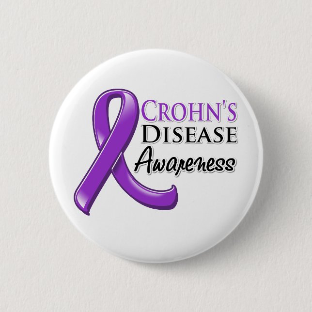 Crohn's Disease Awareness Ribbon 2 Inch Round Button (Front)