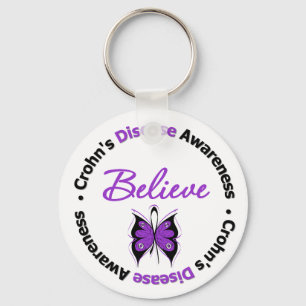 Crohn's Disease Believe Awareness Butterfly Keychain