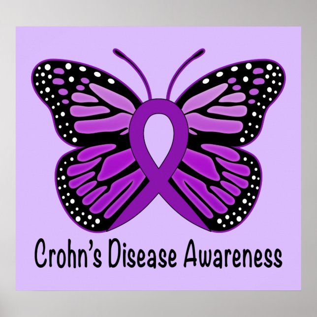 Crohn's Disease Butterfly Awareness Ribbon Poster (Front)