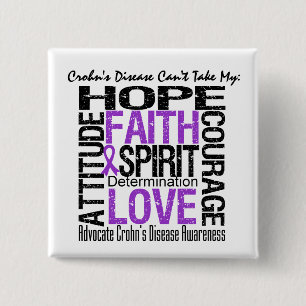 Crohn's Disease Can't Take My Hope Collage 2 Inch Square Button