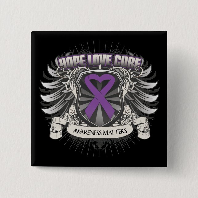Crohn's Disease Hope Love Cure 2 Inch Square Button (Front)