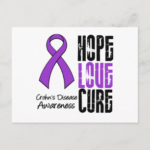 Crohn's Disease Hope Love Cure Ribbon Postcard