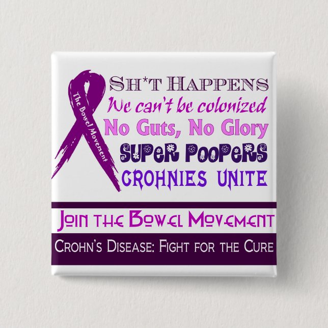 Crohn's Disease Humour 2 Inch Square Button (Front)