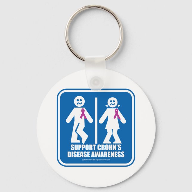 Crohn's Disease Restroom Sign Keychain (Front)