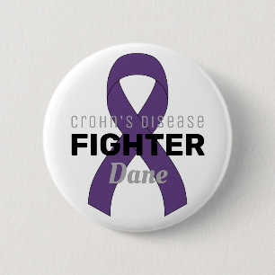 Crohn's Disease Ribbon White Button