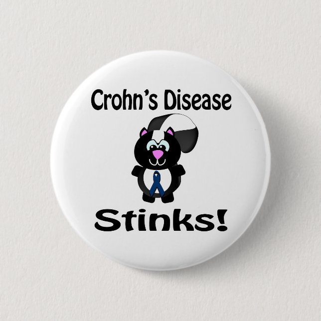 Crohns Disease Stinks Skunk Awareness Design 2 Inch Round Button (Front)