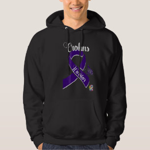 Crohns Warrior With Purple Ribbon And Butterfly Hoodie