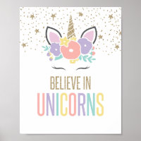 Croire aux Licornes Affiche Licorne Arc-en-Ciel