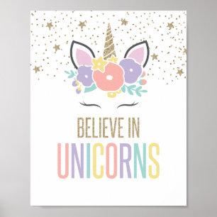 Croire aux Licornes Affiche Licorne Arc-en-Ciel