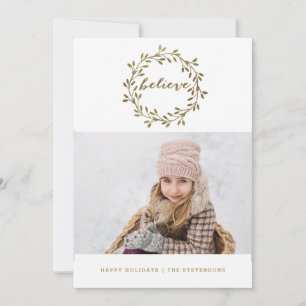 Croire en or   Jolie carte de vacances Wreath