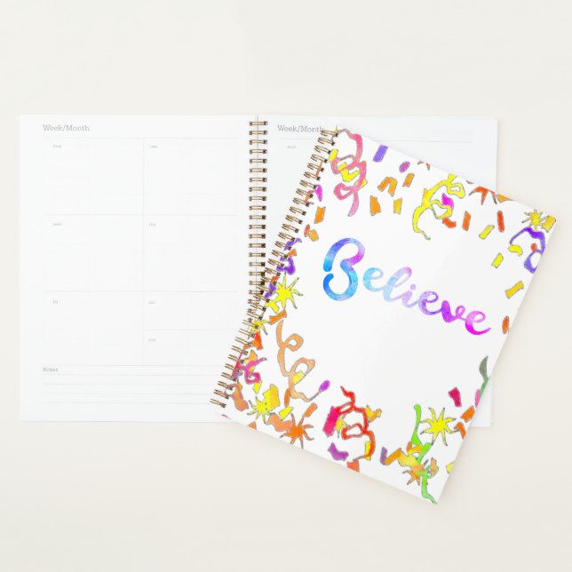 Croire Typographie Aquarelle Confetti Art Planne (Devant avec enveloppe)