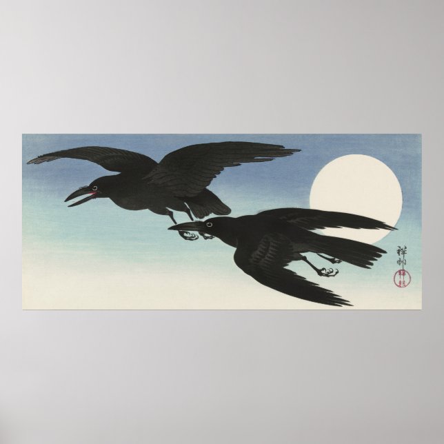 Crois en pleine lune par Ohara Koson Poster (Devant)