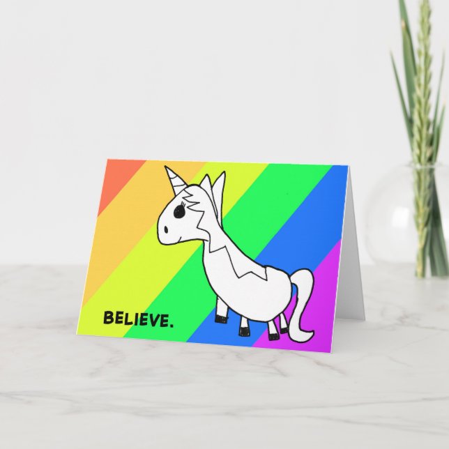 Crois ! Rainbow Unicorn Carte pour notes (Devant)