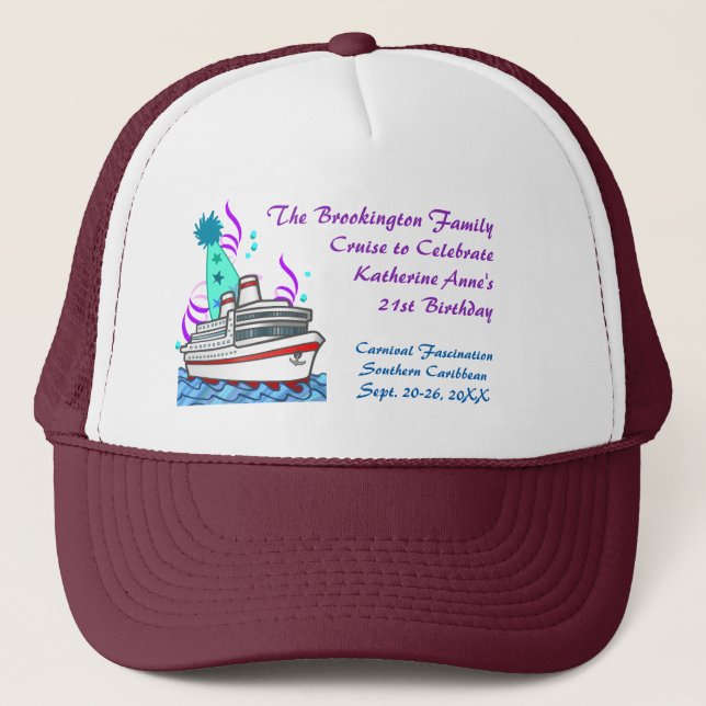Croisière Casquette Anniversaire sur mesure (Devant)