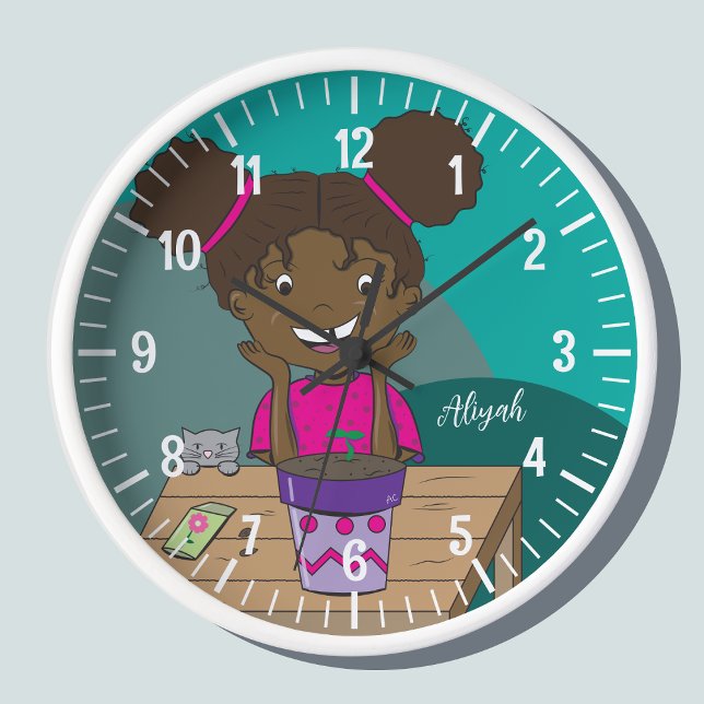 Croissance | Horloge murale personnalisée verte fi (Créateur téléchargé)