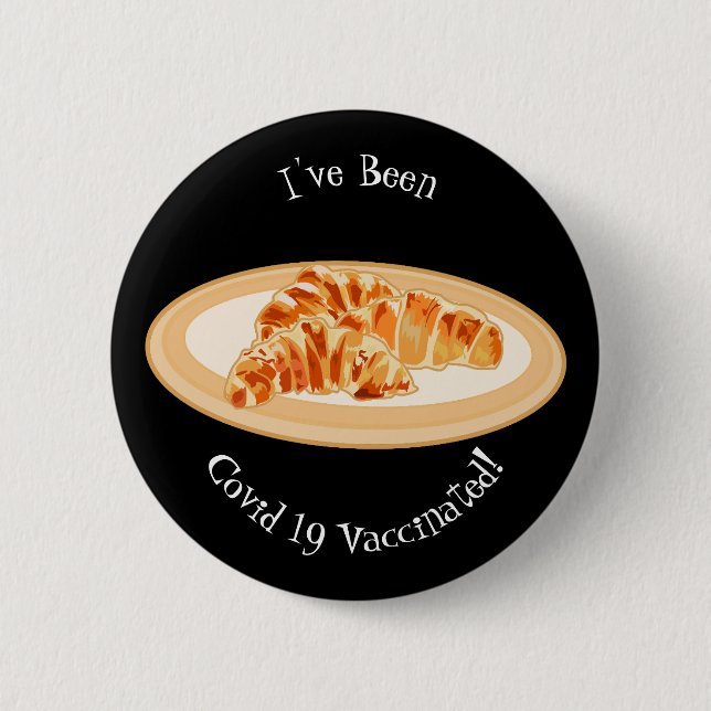 Croissant cartoon illustration 2 inch round button (Front)