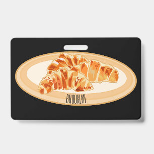 Croissant cartoon illustration  badge