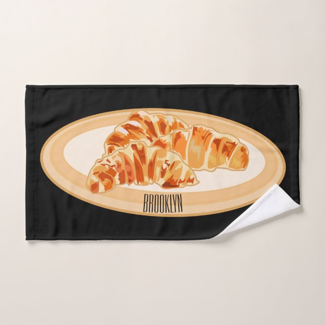 Croissant cartoon illustration  bath towel set (Hand Towel)