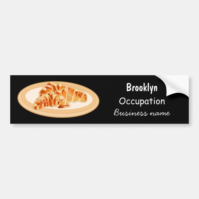 Croissant cartoon illustration bumper sticker (Front)