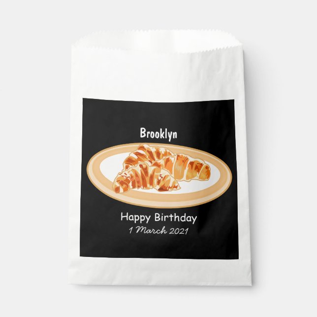 Croissant cartoon illustration favour bag (Front)