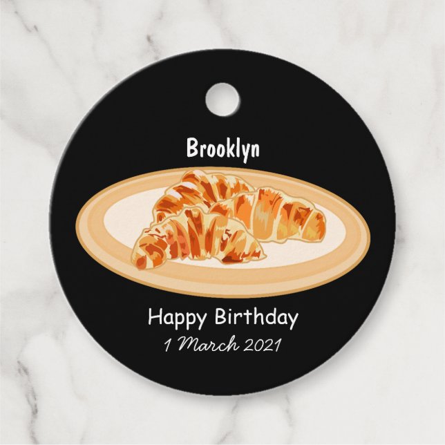 Croissant cartoon illustration favour tags (Front)