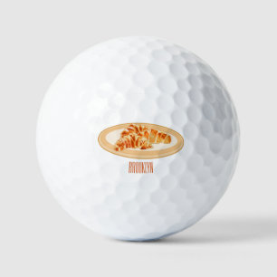 Croissant cartoon illustration  golf balls