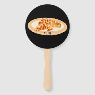 Croissant cartoon illustration  hand fan