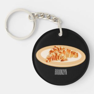 Croissant cartoon illustration keychain