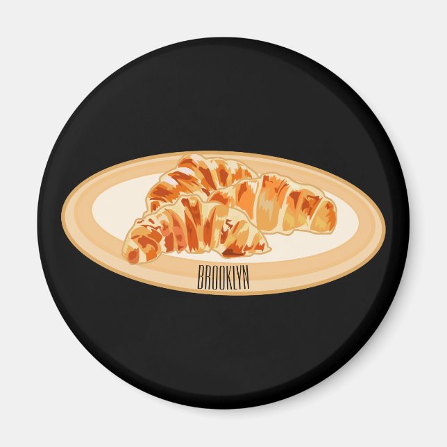 Croissant cartoon illustration magnet (Front)