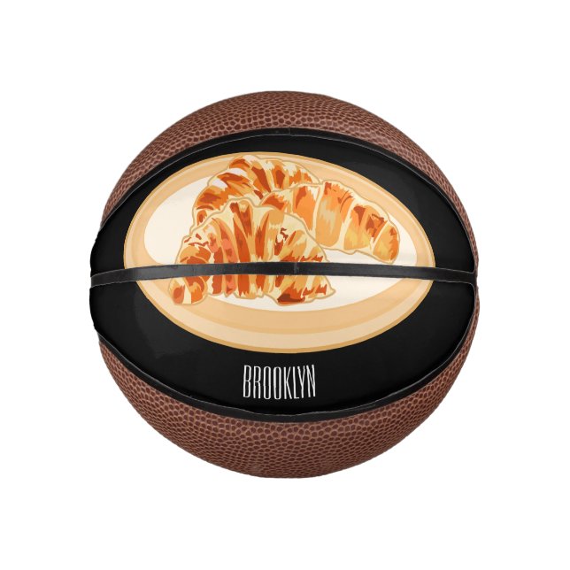 Croissant cartoon illustration  mini basketball (Front)