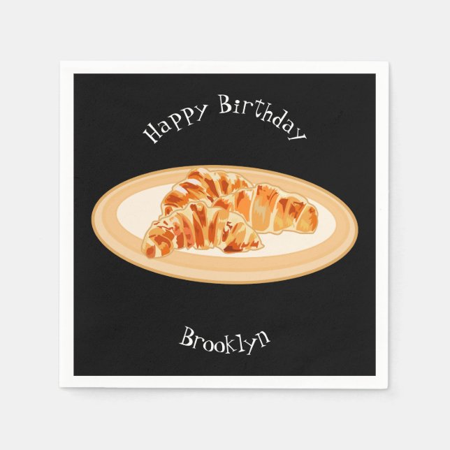 Croissant cartoon illustration  napkin (Front)