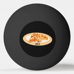 Croissant cartoon illustration  ping pong ball
