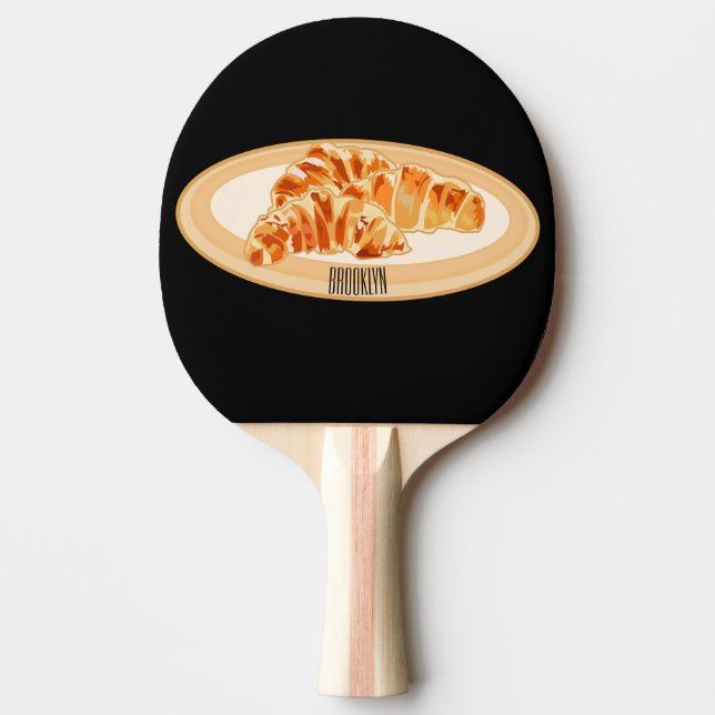 Croissant cartoon illustration  ping pong paddle (Front)