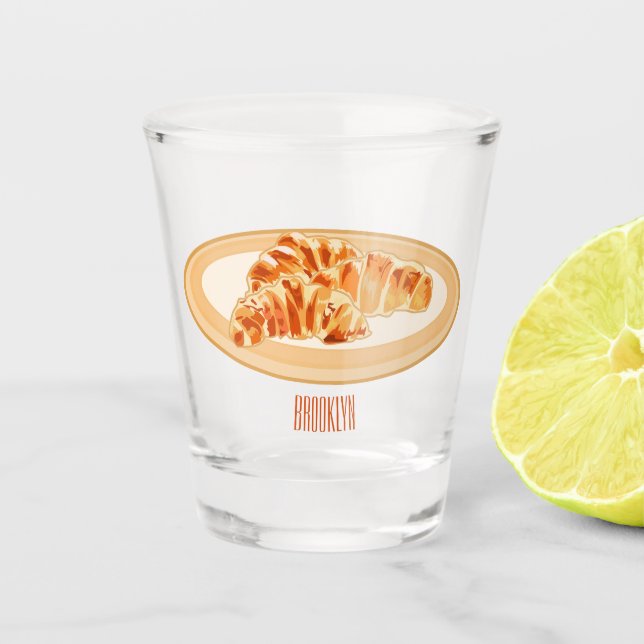 Croissant cartoon illustration  shot glass (Front)