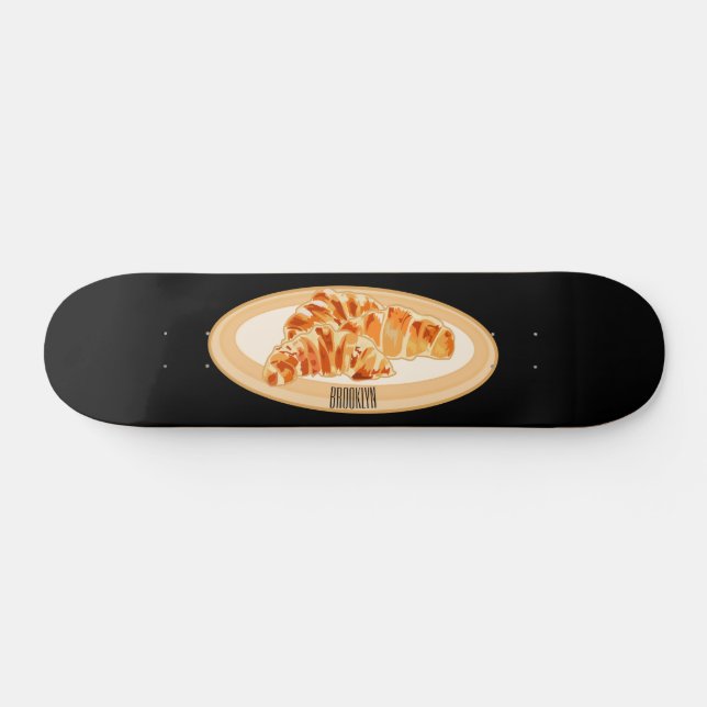 Croissant cartoon illustration  skateboard (Horz)