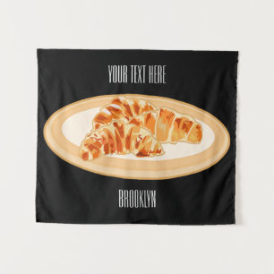 Croissant cartoon illustration tapestry
