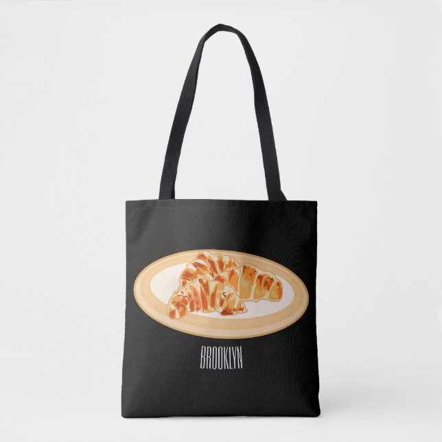 Croissant cartoon illustration  tote bag (Front)