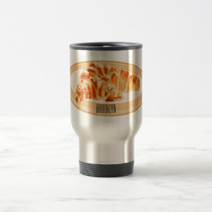 Croissant cartoon illustration travel mug